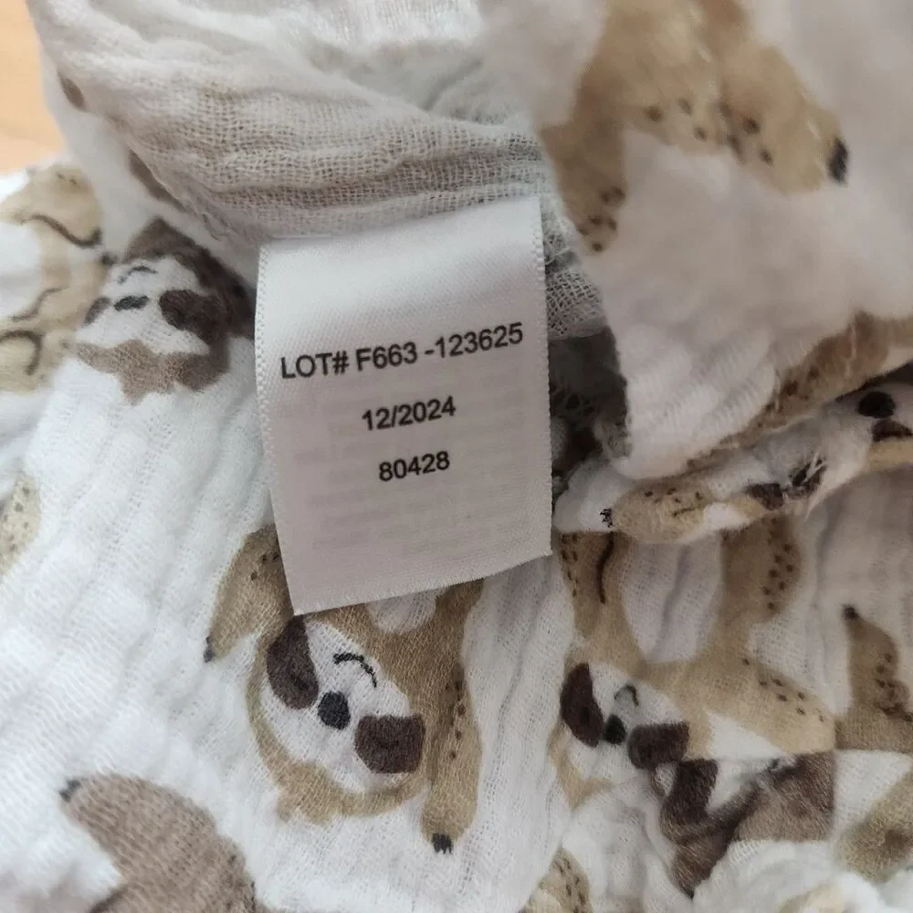 Infant Sloth Print Gauze Collared Cotton Romper, 18mos
